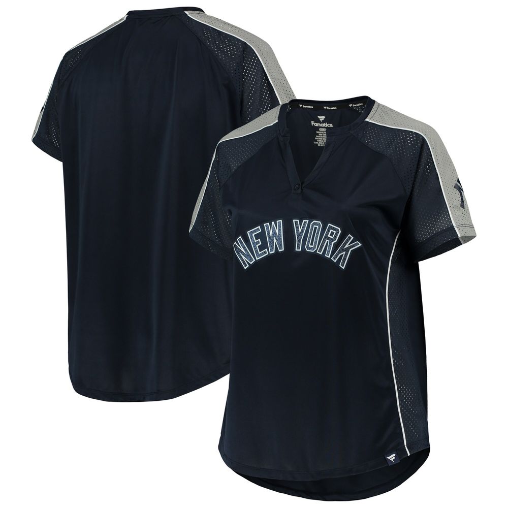 Profile Women's Navy New York Yankees Plus Diva Notch Neck Raglan T-Shirt
