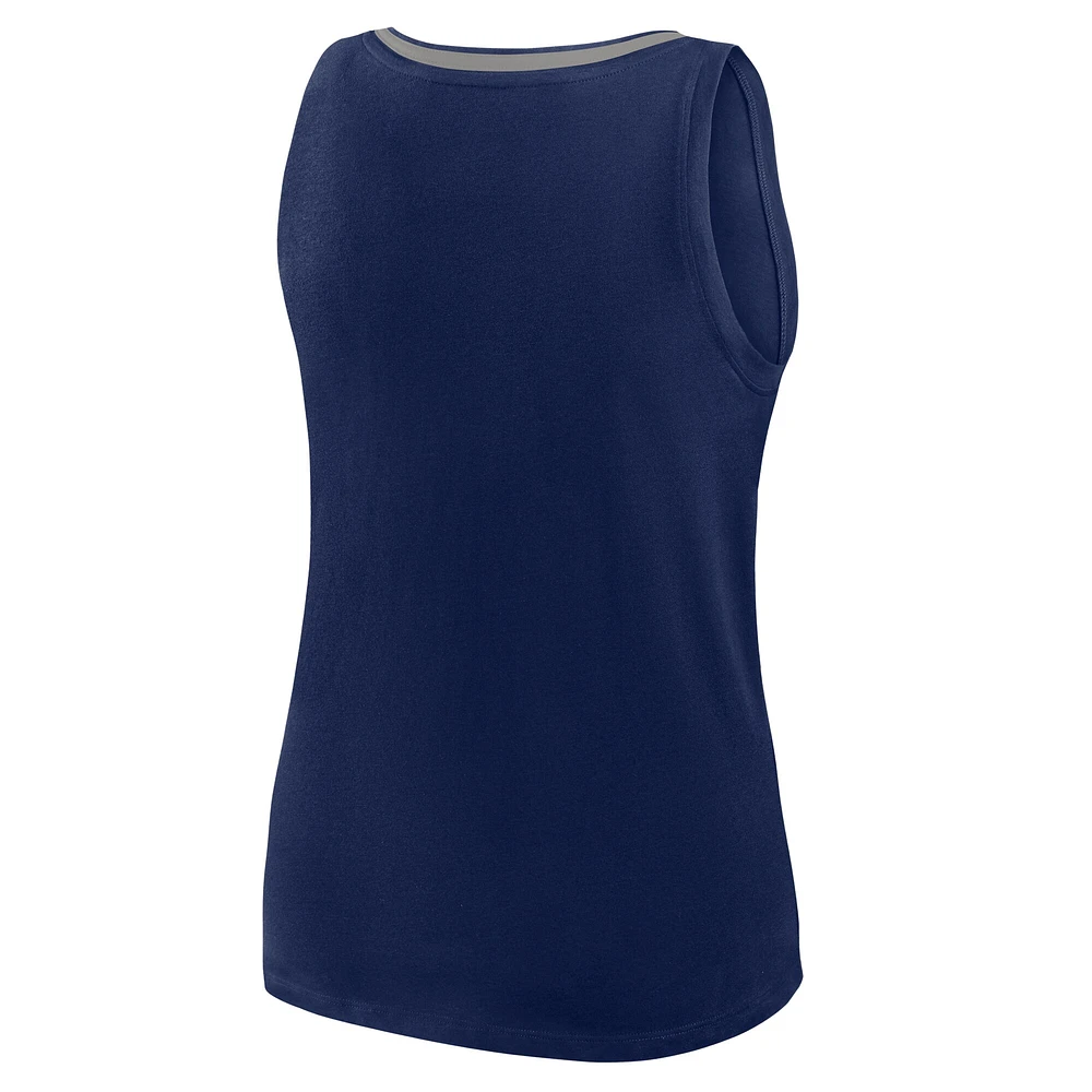 Women's  Navy New York Yankees Plus Sized Stellar Win V-Neck Tank Top