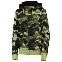 Sweat à capuche zippé vert New Era York Yankees 2022 MLB Armed Forces Day Camo pour femme