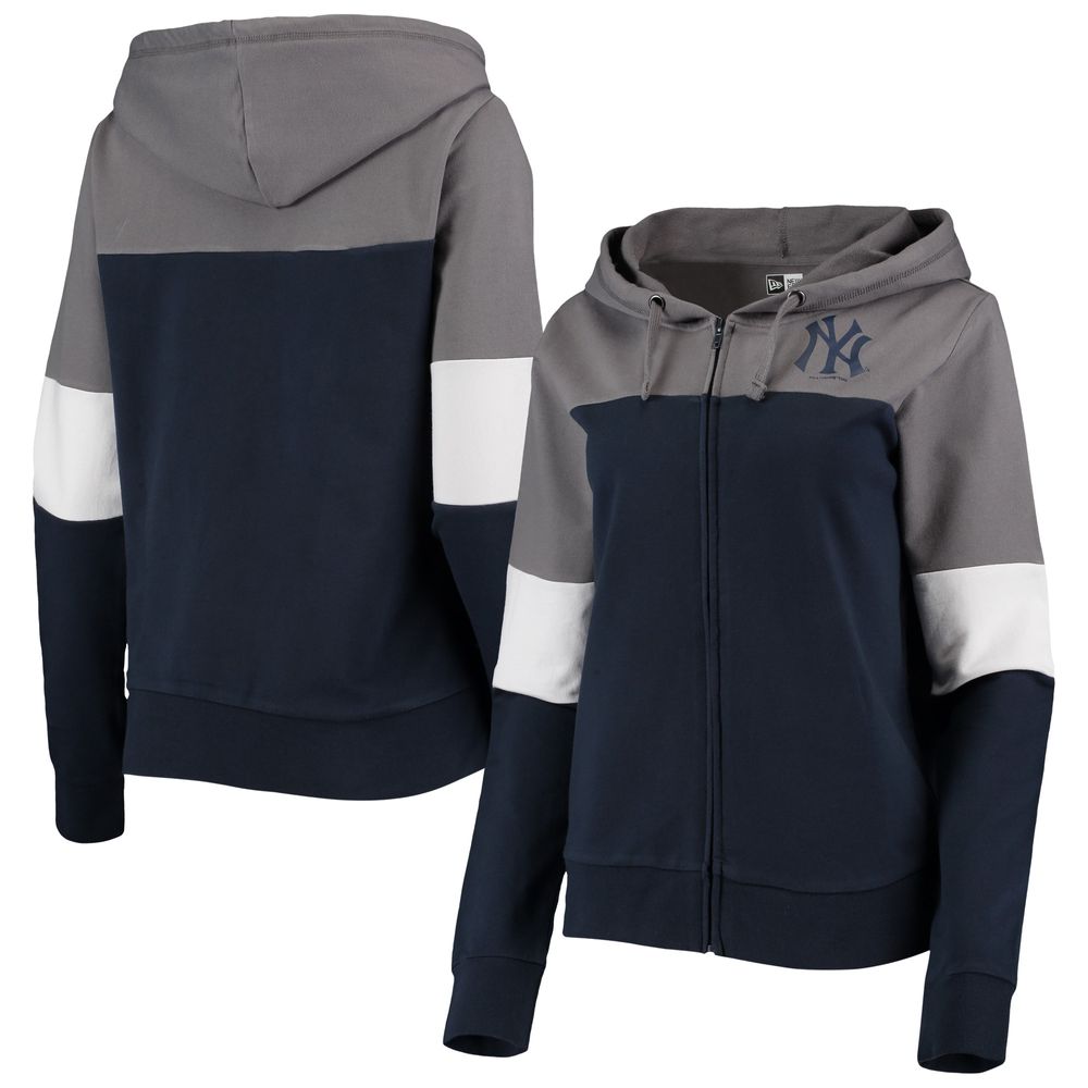 Women's New Era Navy York Yankees Colorblock Full-Zip Hoodie Size: Extra Small