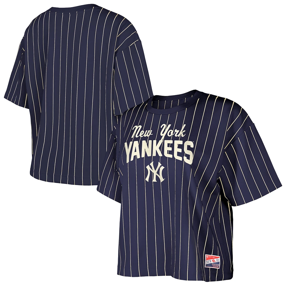 T-shirt court à rayures fines Multiplier de la collection Cooperstown des Yankees New York pour femme Era bleu marine