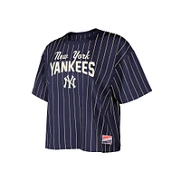 T-shirt court à rayures fines Multiplier de la collection Cooperstown des Yankees New York pour femme Era bleu marine