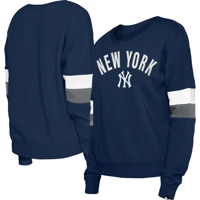New York Yankees Sweatshirt Womens White Cord Cotton Crewneck Sweater New