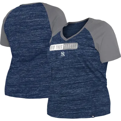 New York Yankees Era Women's Plus Space Dye Raglan V-Neck T-Shirt - Navy