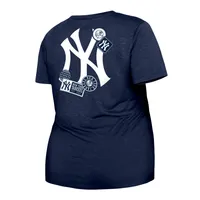 Women's New Era Navy York Yankees Plus Two-Hit Front Knot T-Shirt