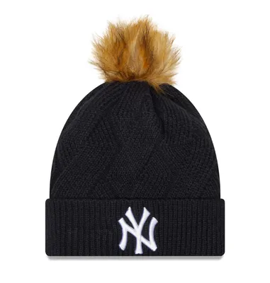 Lids Detroit Tigers New Era Women's Snowy Cuffed Knit Hat with Pom