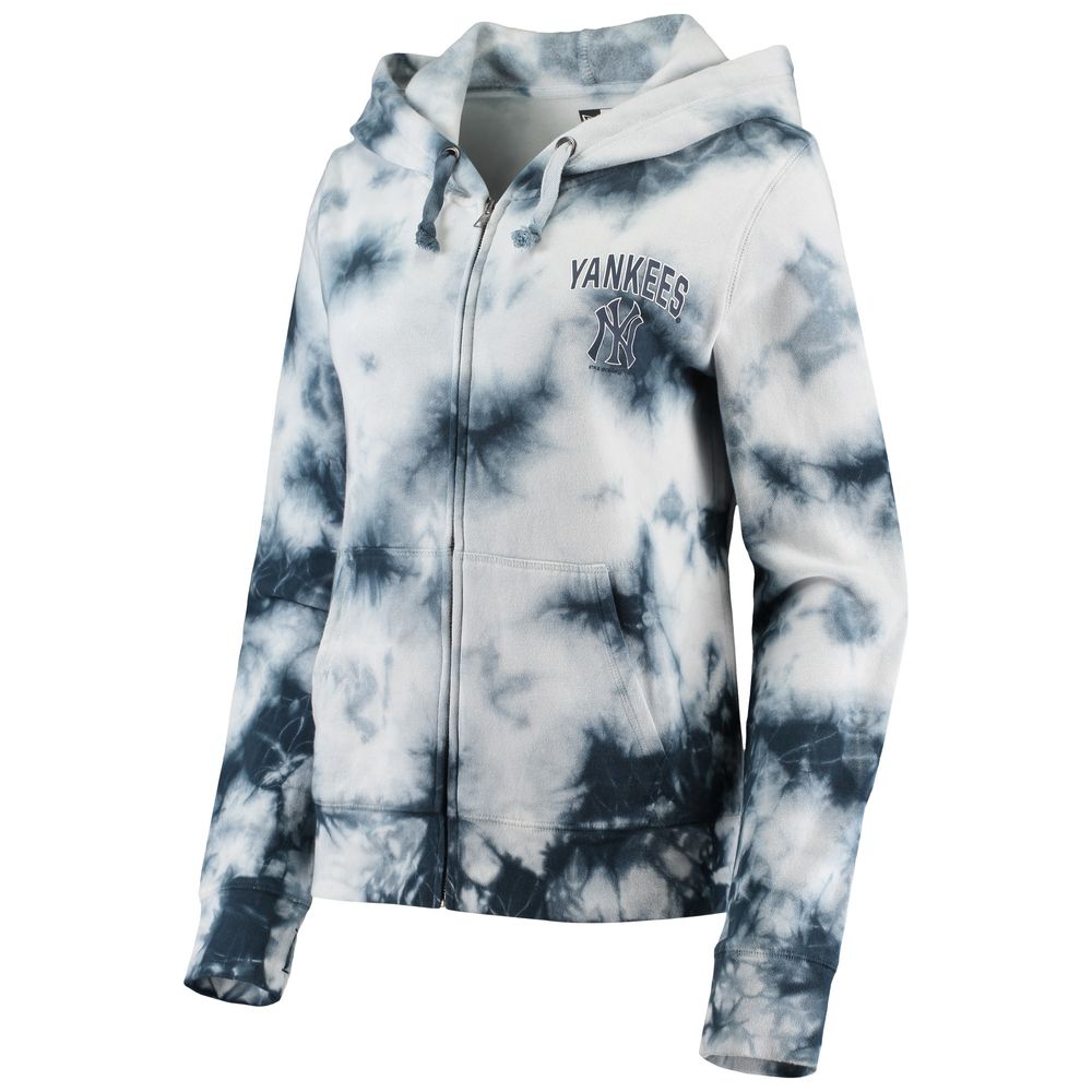 Women's New Era Navy York Yankees Tie-Dye Fleece Full-Zip Hoodie