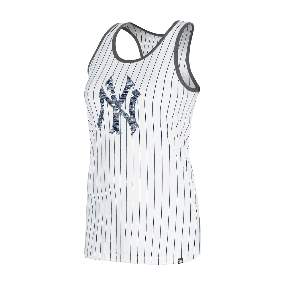 Women's New Era White York Yankees Gameday Pinstripe Tank Top