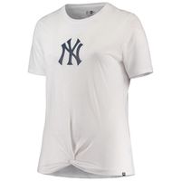 Women's New Era White York Yankees Plus 2-Hit Front Knot T-Shirt