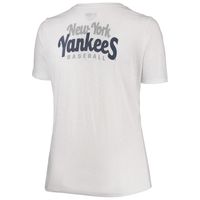 Women's New Era White York Yankees Plus 2-Hit Front Knot T-Shirt