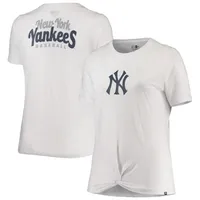 T-shirt New Era blanc York Yankees grande taille avec nœud sur le devant pour femme