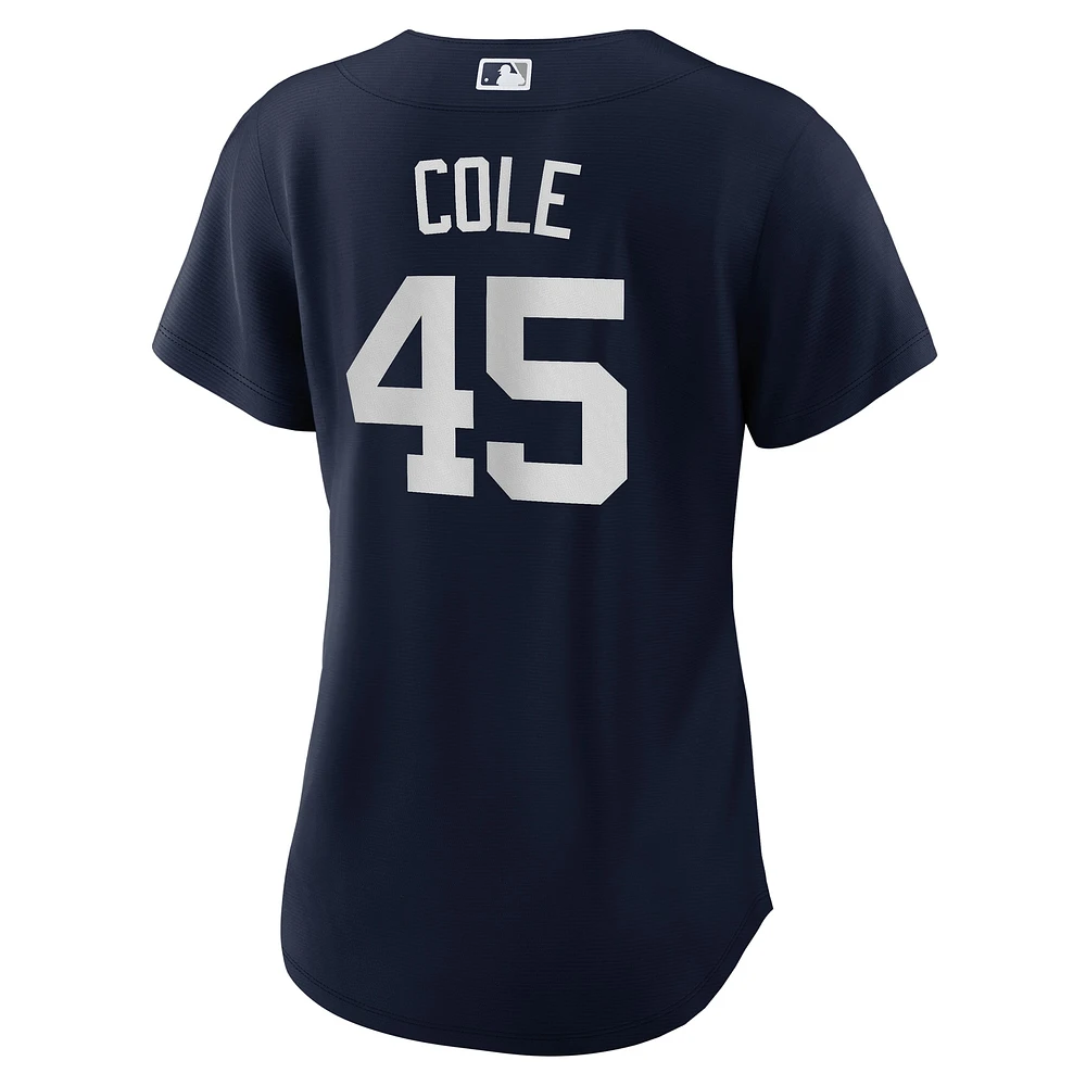 Maillot de joueur réplique alternatif des New York Yankees Nike Gerrit Cole bleu marine pour femme