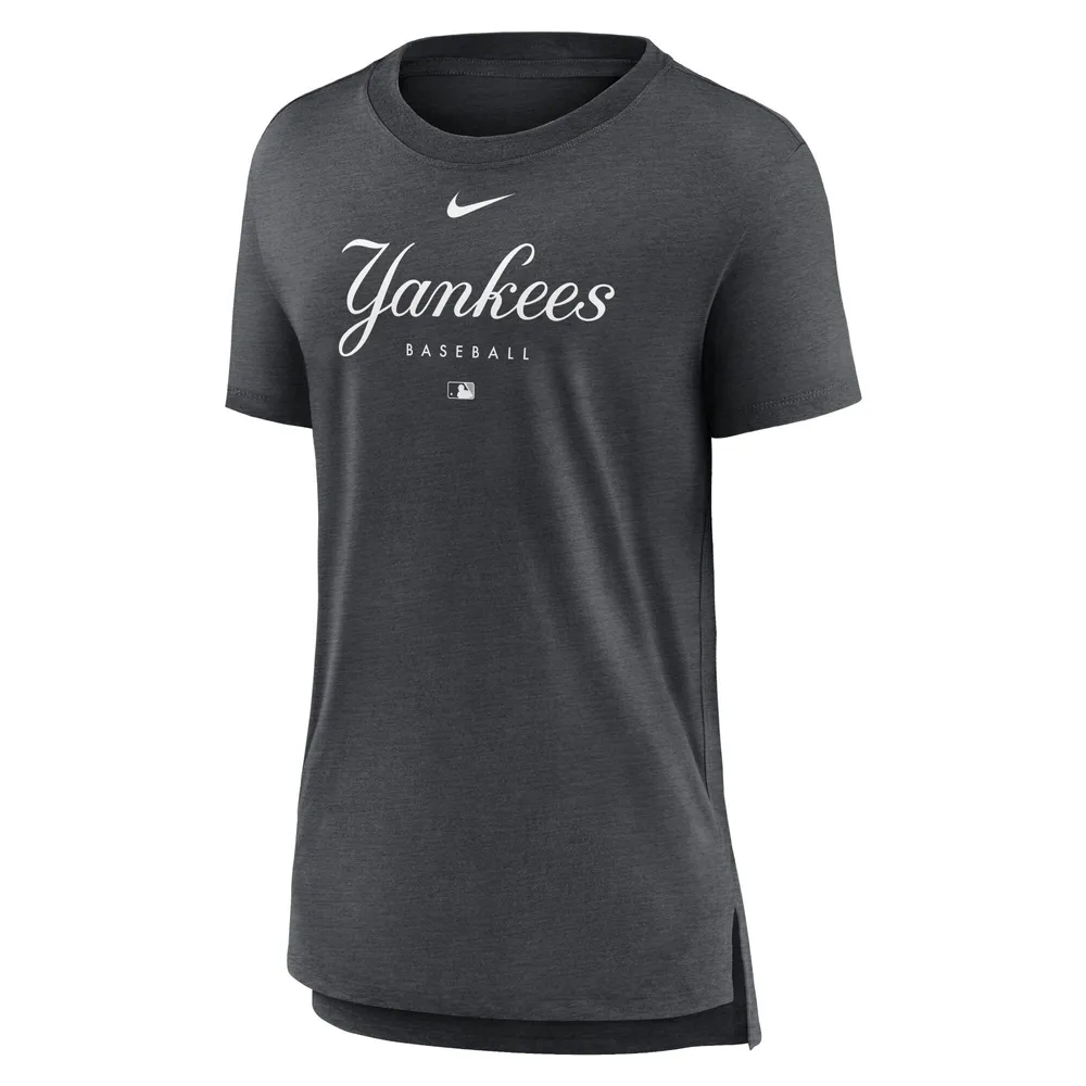 T-shirt en trois mélanges pour femme Nike Heather Charcoal New York Yankees Authentic Collection Early Work