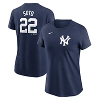 Women's Nike Juan Soto Navy New York Yankees 2024 Fuse Name & Number T-Shirt