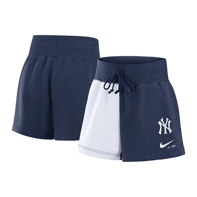 Short de détente Nike Phoenix Fleece bleu marine/blanc New York Yankees pour femme