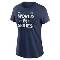 T-shirt Nike bleu marine pour femme de la collection authentique New York Yankees 2024 World Series