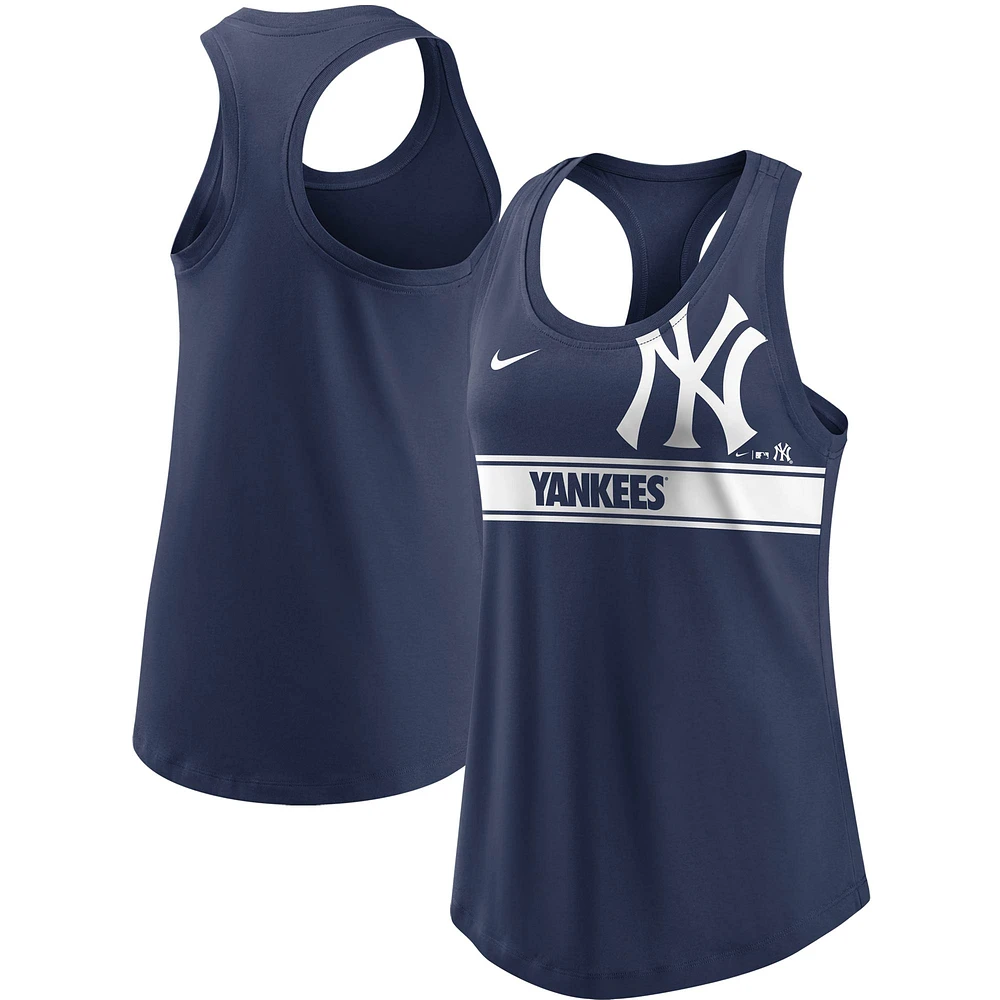 Women's Nike Navy New York Yankees Cropped Logo Performance Racerback Tank Top