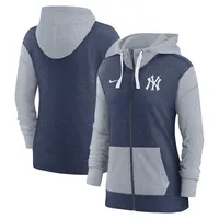 Sweat à capuche zippé pour femme New York Yankees Nike bleu marine