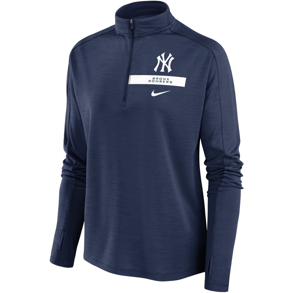 Women's Nike Navy New York Yankees Primetime Local Touch Pacer Quarter-Zip Top