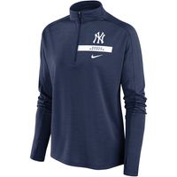 Women's Nike Navy New York Yankees Primetime Local Touch Pacer Quarter-Zip Top