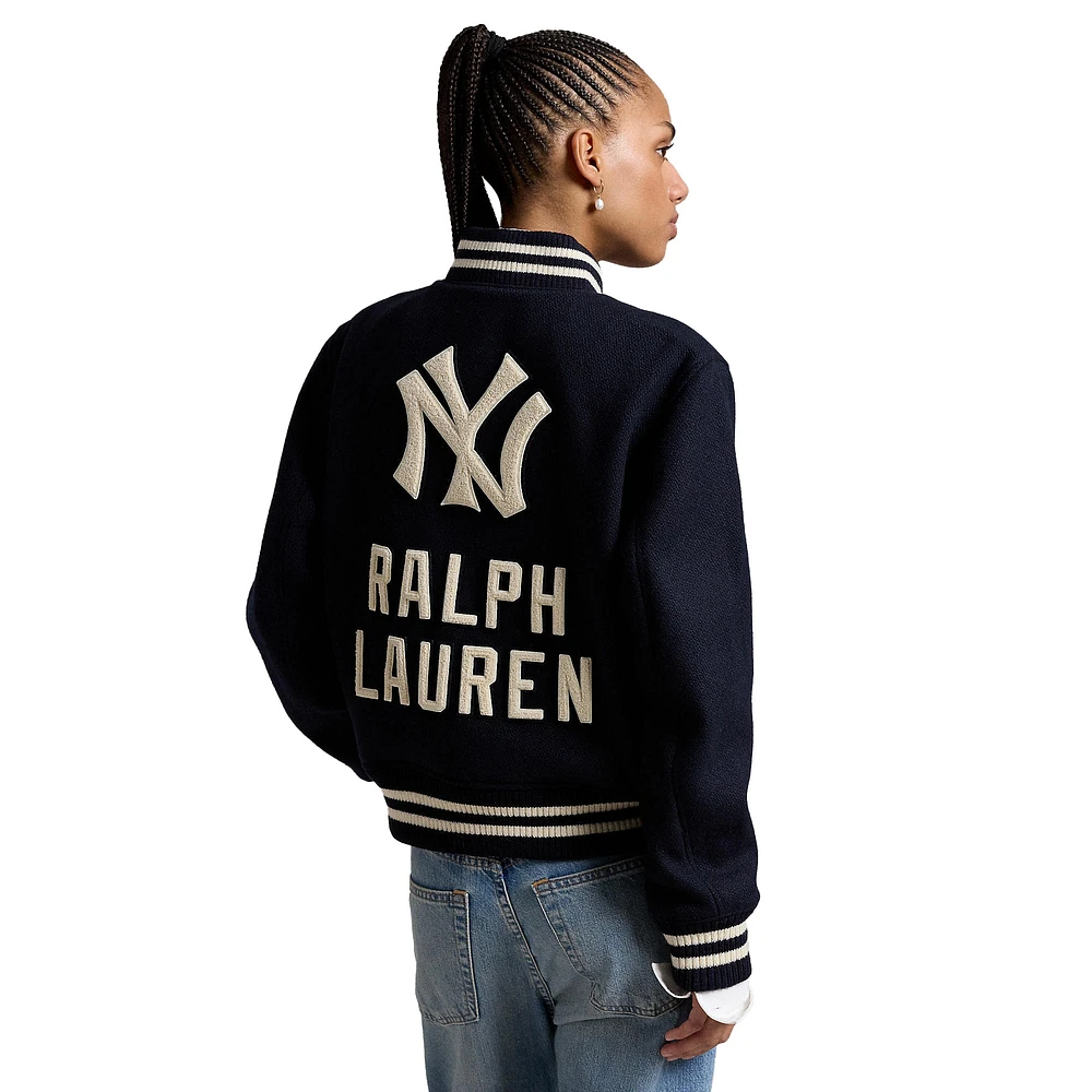 Veste bomber à boutons-pression bleu marine New York Yankees pour femme Polo Ralph Lauren