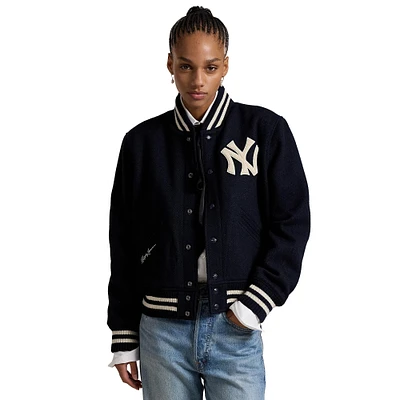 Veste bomber à boutons-pression bleu marine New York Yankees pour femme Polo Ralph Lauren