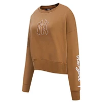 Women's Pro Standard Brown New York Yankees Paint The City Pullover Cropped Sweatshirt