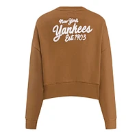 Women's Pro Standard Brown New York Yankees Paint The City Pullover Cropped Sweatshirt