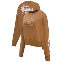 Women's Pro Standard Brown New York Yankees Paint The City Pullover Cropped Sweatshirt