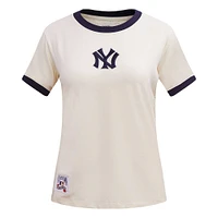 T-shirt à sonnerie classique rétro Pro Standard crème des New York Yankees pour femmes