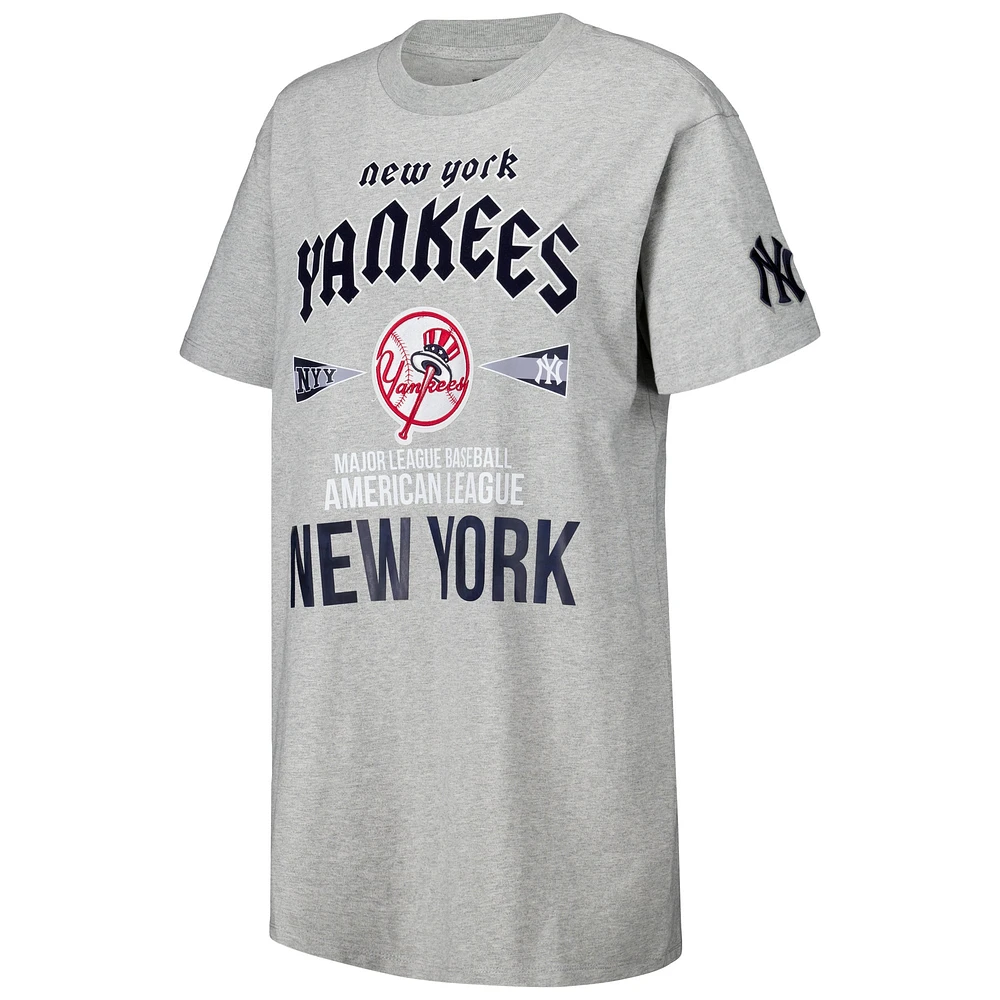 Robe t-shirt surdimensionnée Pro Standard gris chiné New York Yankees City Tour pour femme