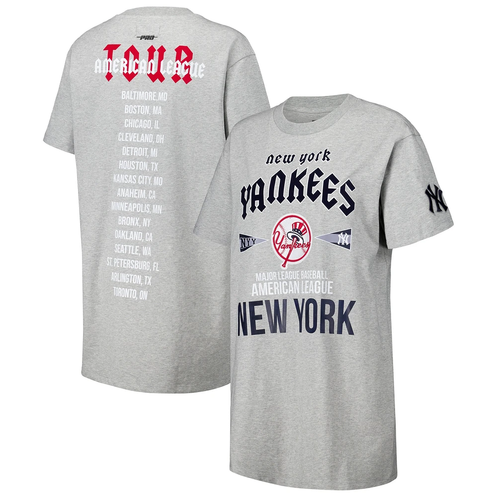 Robe t-shirt surdimensionnée Pro Standard gris chiné New York Yankees City Tour pour femme