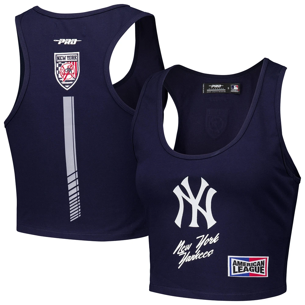 Women's Pro Standard Navy New York Yankees Fast Lane Fitted Tri-Blend Cropped Tank Top