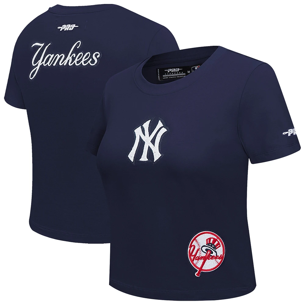 Women's Pro Standard  Navy New York Yankees Game Day Classics Baby Doll Cropped T-Shirt