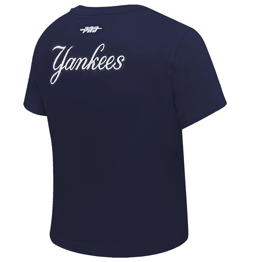 Women's Pro Standard  Navy New York Yankees Game Day Classics Baby Doll Cropped T-Shirt