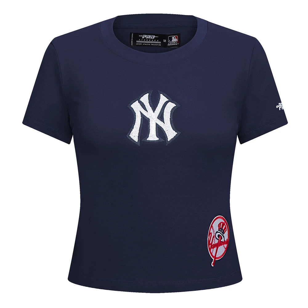 Women's Pro Standard  Navy New York Yankees Game Day Classics Baby Doll Cropped T-Shirt