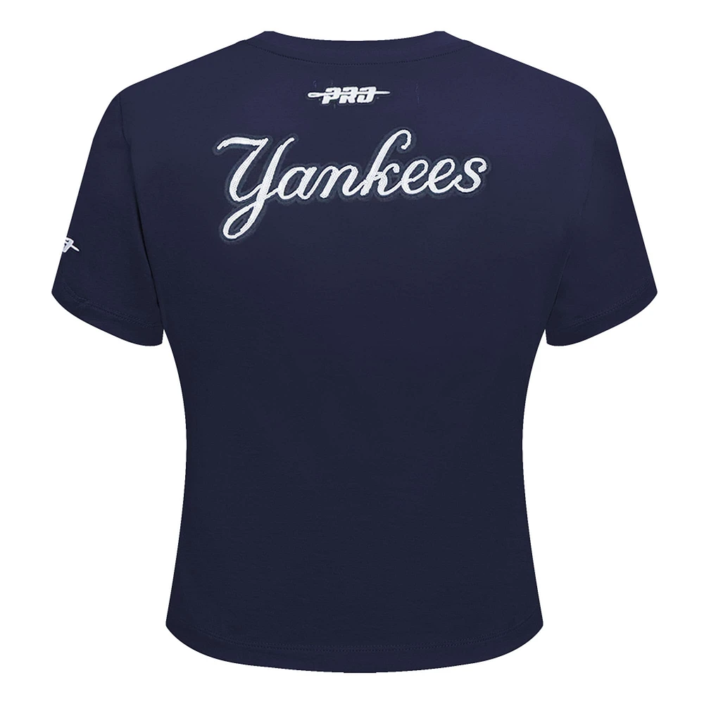 Women's Pro Standard  Navy New York Yankees Game Day Classics Baby Doll Cropped T-Shirt