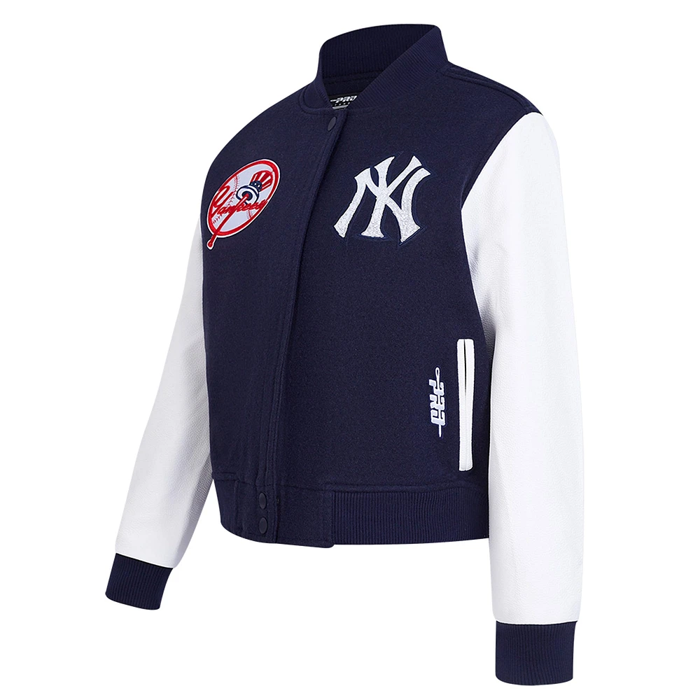 Women's Pro Standard  Navy New York Yankees Game Day Classics Wool Varsity Jacket