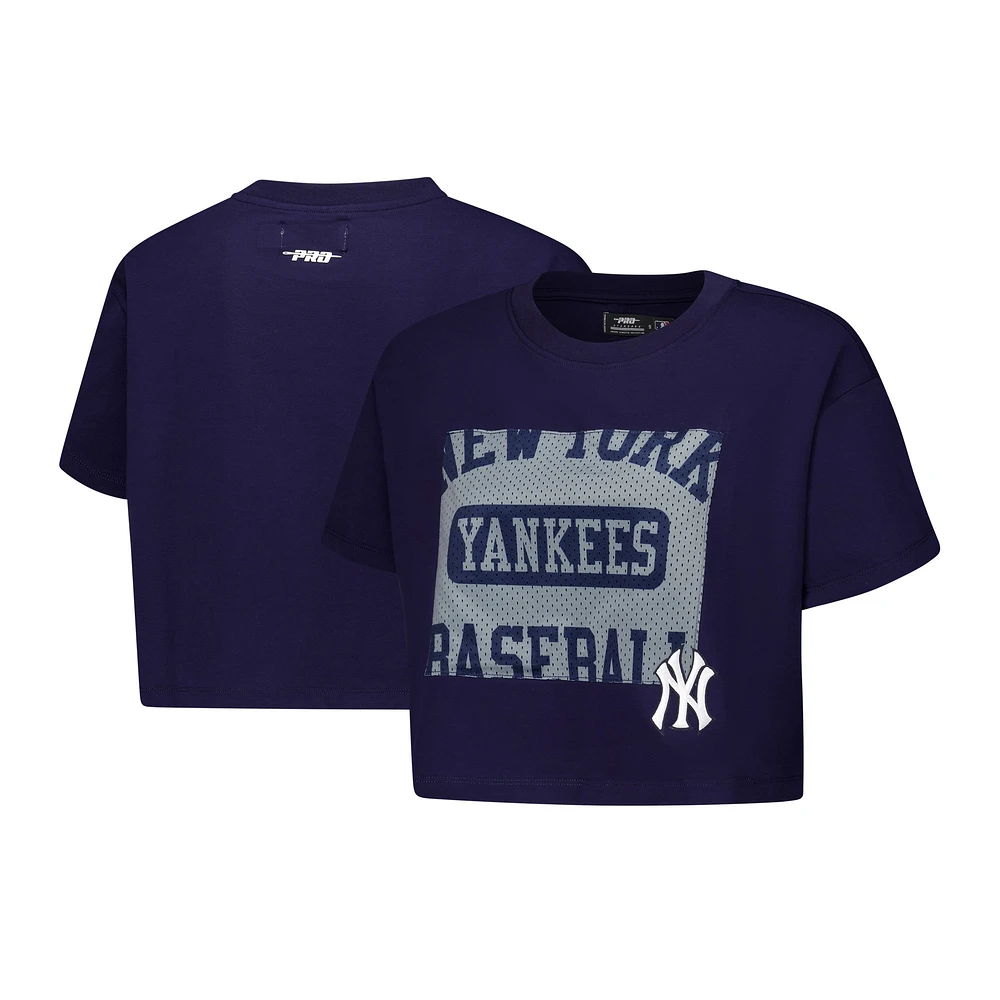 Women's Pro Standard Navy New York Yankees Made To Play Boxy Cropped T-Shirt