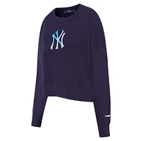 Women's Pro Standard Navy New York Yankees Painted Sky Pullover Sweatshirt