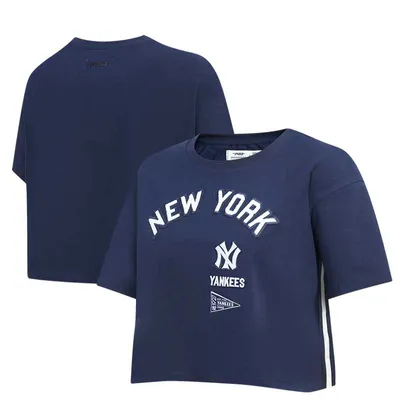 New York Yankees Pro Standard Women's Retro Classic Cropped Boxy T-Shirt - Navy