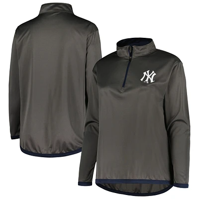 Veste à quart de zip taille plus Profile Charcoal New York Yankees pour femme