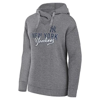 Sweat à capuche taille plus Profile des Yankees de New York pour femme, gris chiné