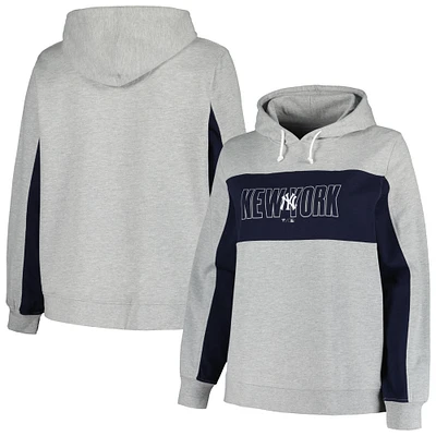 Women's Profile Heather Gray New York Yankees Plus Pullover Jersey Hoodie