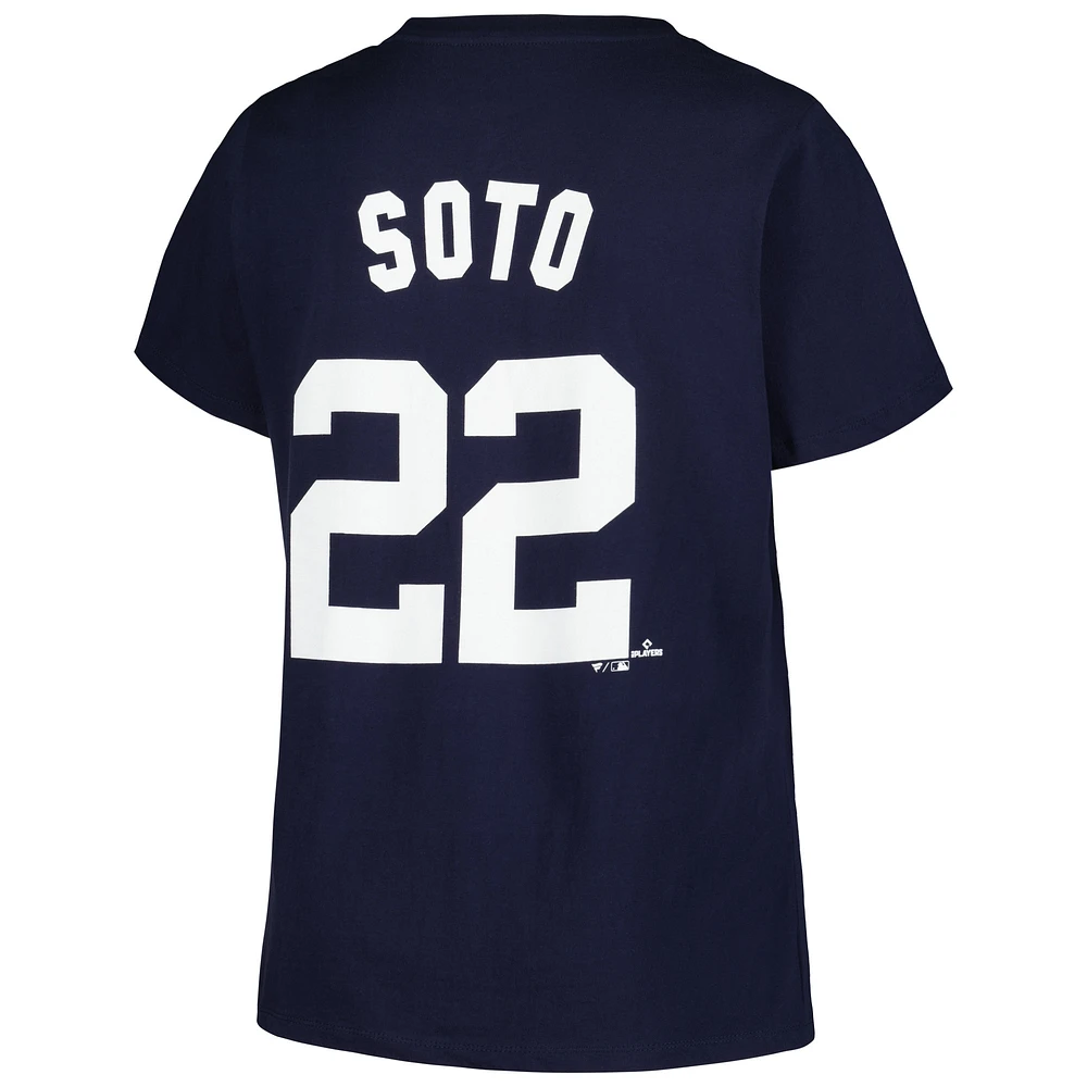 Women's Profile Juan Soto Navy New York Yankees Plus Player Name & Number T-Shirt