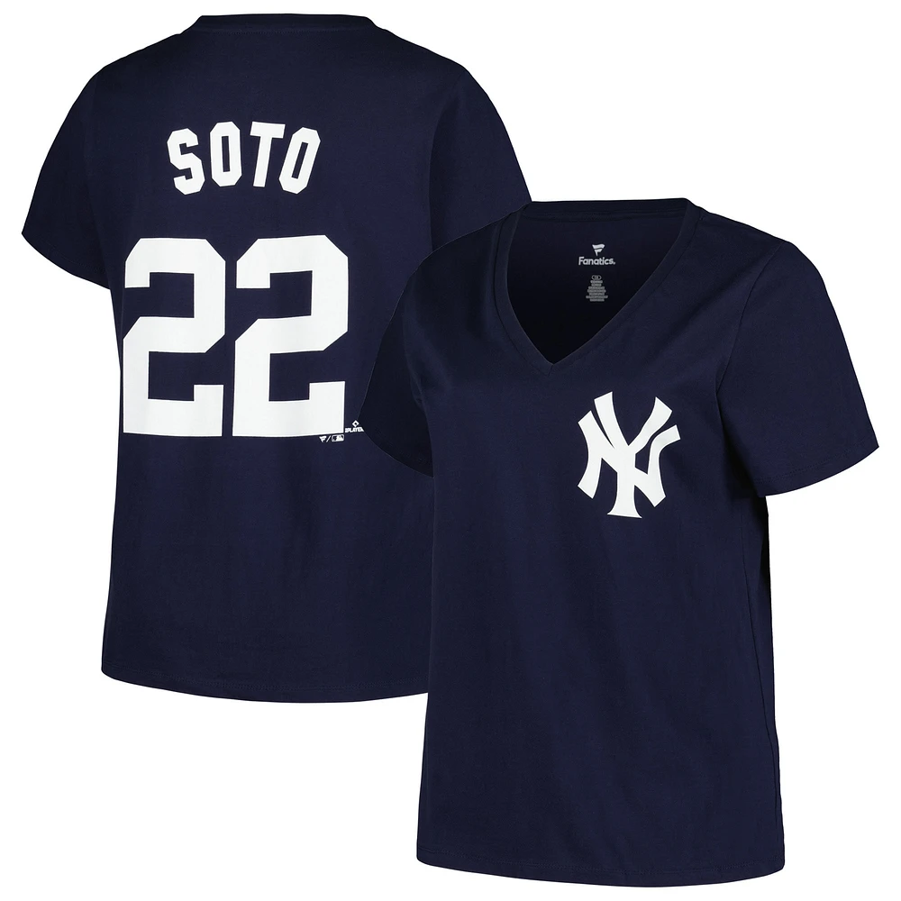 T-shirt avec nom et numéro de joueur taille plus Juan Soto des New York Yankees pour femme