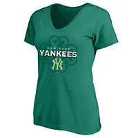 Women's Profile  Kelly Green New York Yankees Plus Celtic V-Neck T-Shirt