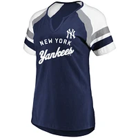 Women's Profile  Navy New York Yankees Arched Notch Neck T-Shirt