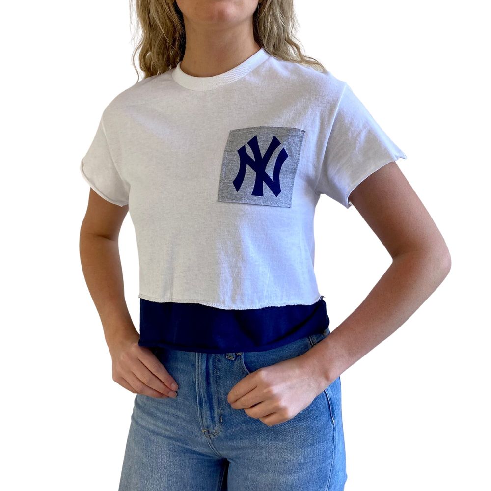 Women's New York Yankees Refried Apparel White Cropped T-Shirt