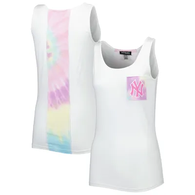 New York Yankees Refried Apparel Women's Tie-Dye Tank Top - White